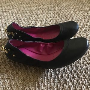 Black leather Ralph Lauren ballet flats